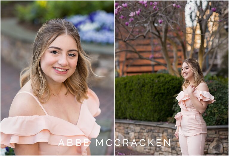 Photos taken during a teen girl's senior portrait session in Uptown Charlotte