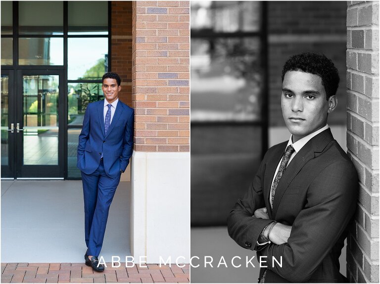 Senior pictures of fashionable guy in suit and tie