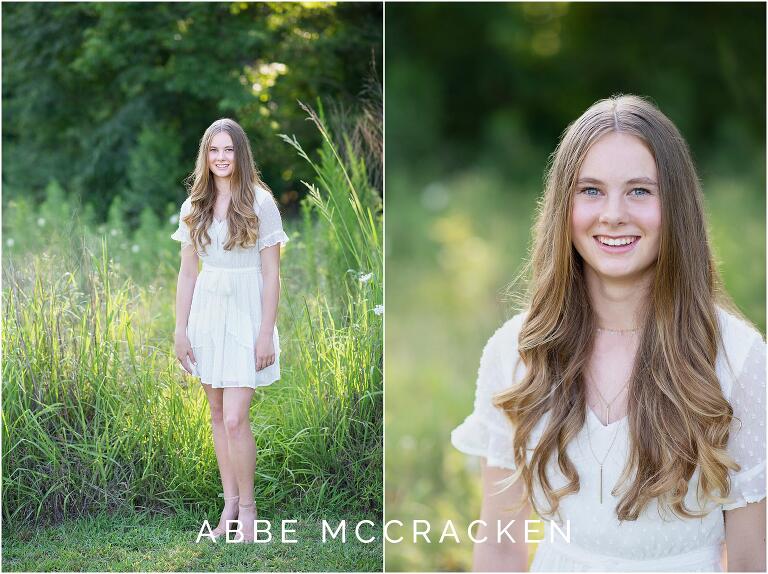 Summer portraits of tall blond teenage girl in wheat fields