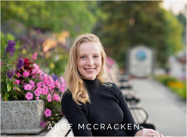 high school senior portrait in Blowing Rock with flowers