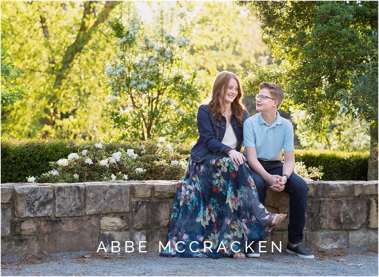 Candid senior picture with high school daughter and younger brother