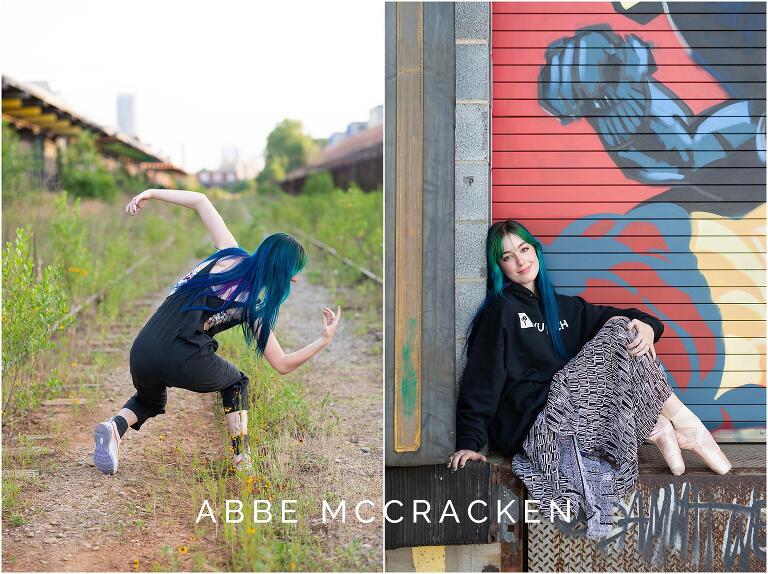 Portraits of a dancer in urban Camp North End setting