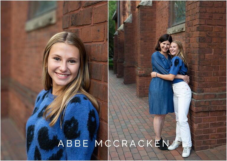High school senior portrait and mother daughter portrait near The Green, Charlotte NC