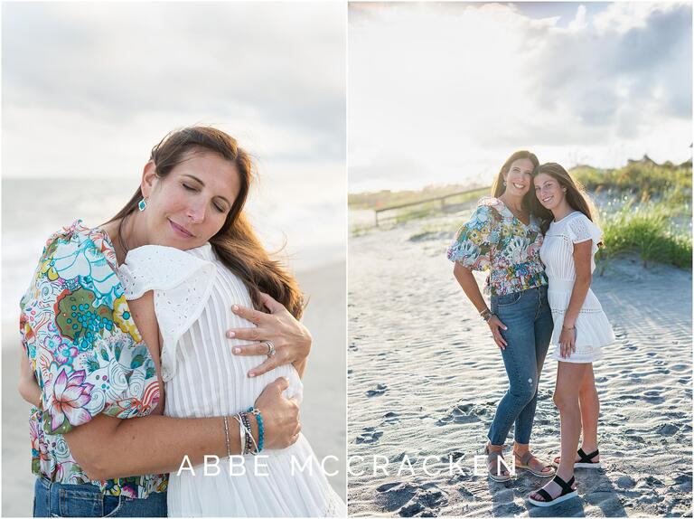 Mother and daughter portraits on the beach