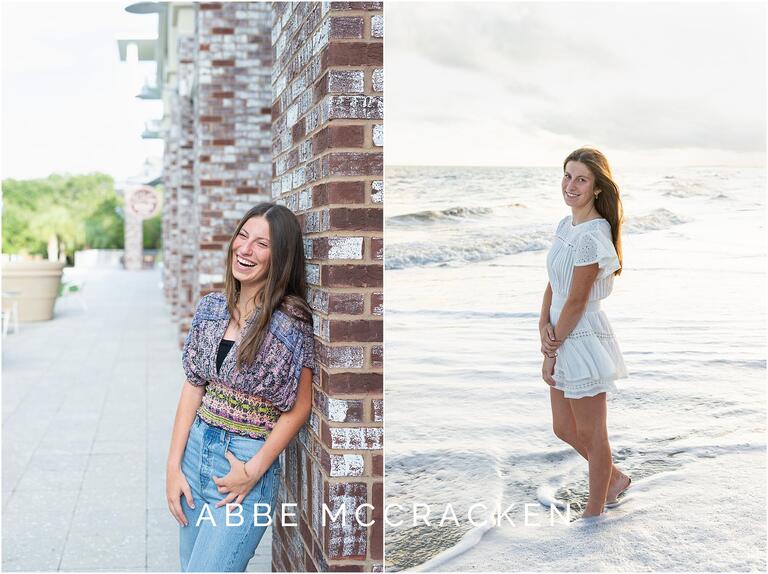 Senior portraits on the beach and in Wild Dunes Resort