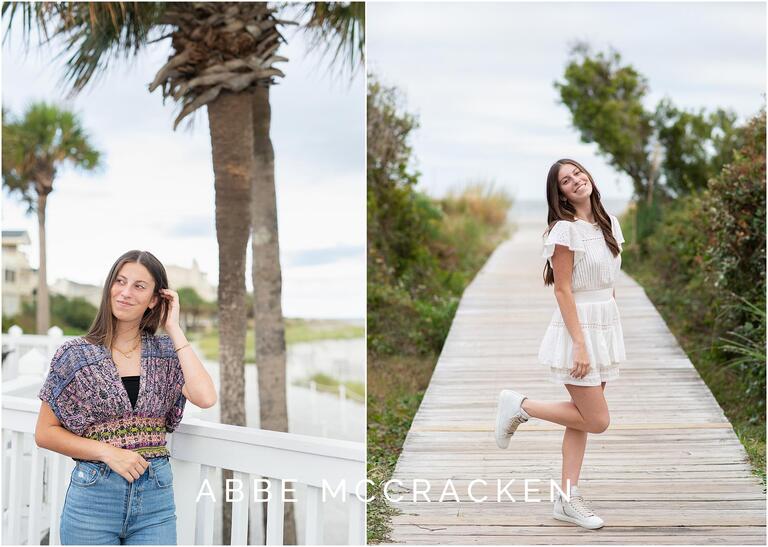 Senior portraits on the boardwalk to the beach, Wild Dunes Resort, Isle of Palms, SC
