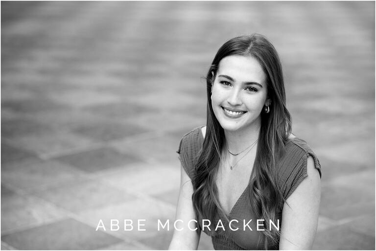 Black and white senior portrait