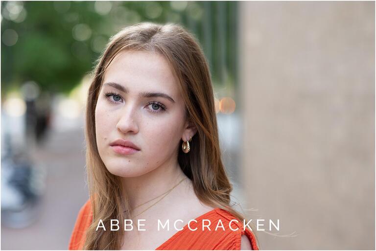 Serious face senior portrait