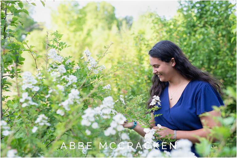Candid senior portrait in Marvin Efird Park, NC