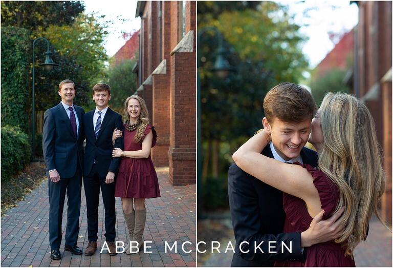 Senior boy hugging mom plus photo with both parents