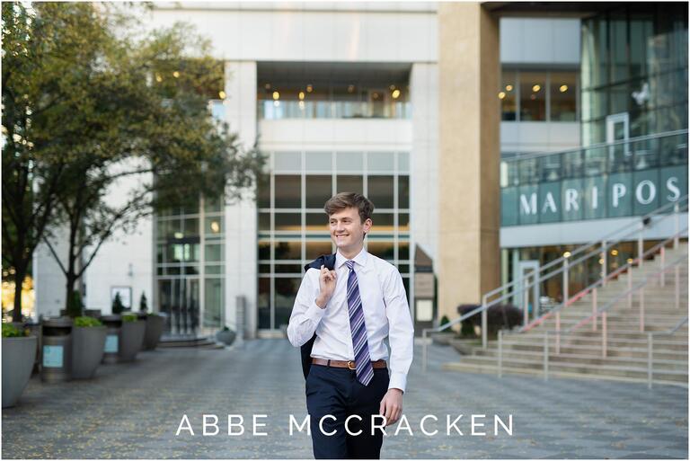 Candid portrait of high school senior during Uptown Senior Session