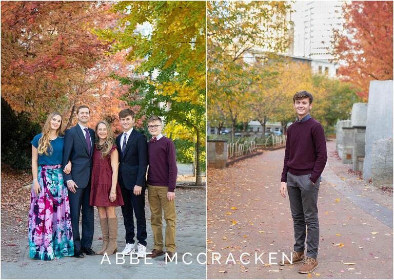 Senior portraits with fall colors in Uptown Charlotte