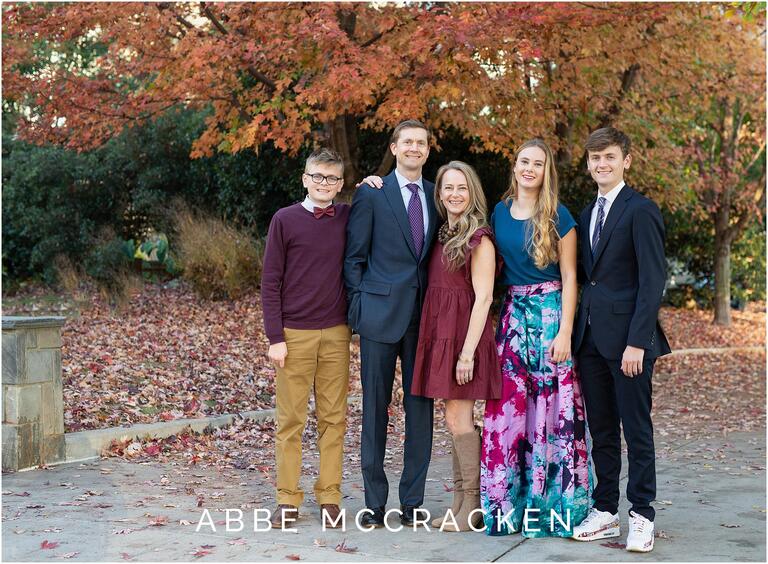 Fall family portrait in Romare Bearden Park, Charlotte