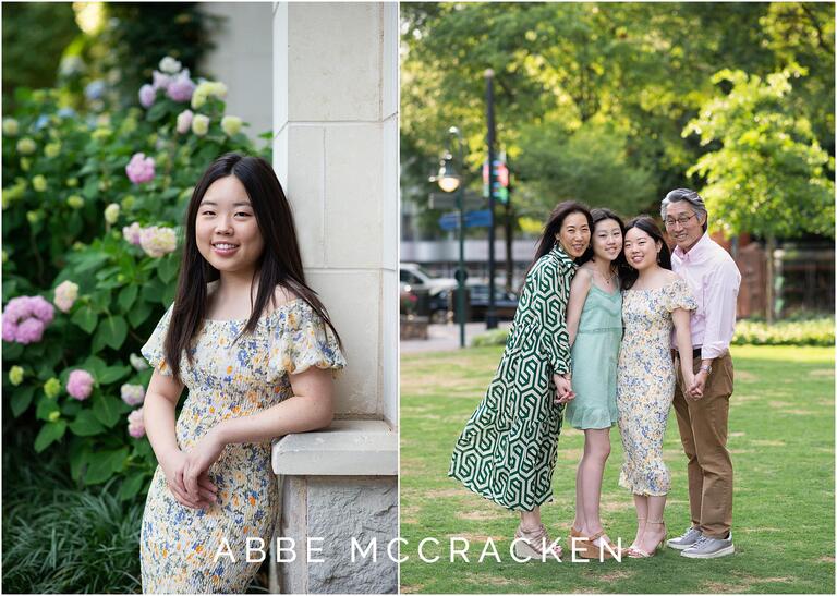 Senior portraits in Uptown Charlotte with family