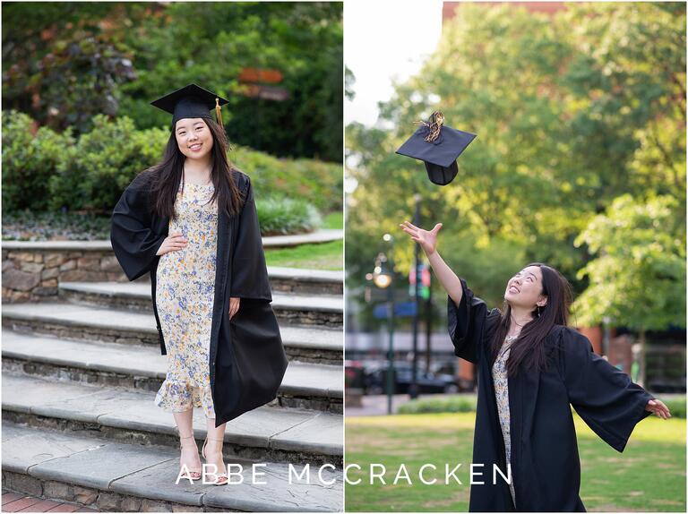 Senior portraits in cap and gown