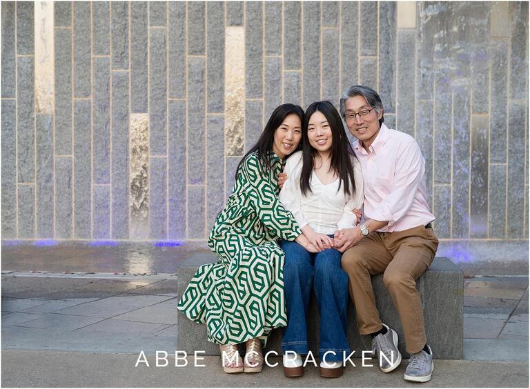 Senior picture with parents in Uptown Charlotte NC