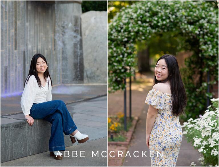 Senior portraits Uptown Charlotte and at Winghaven Gardens