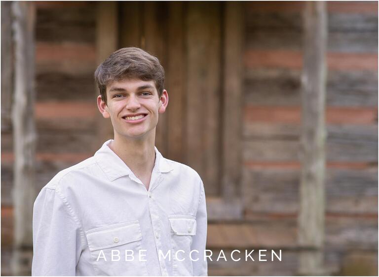 Senior portrait in natural light, white shirt