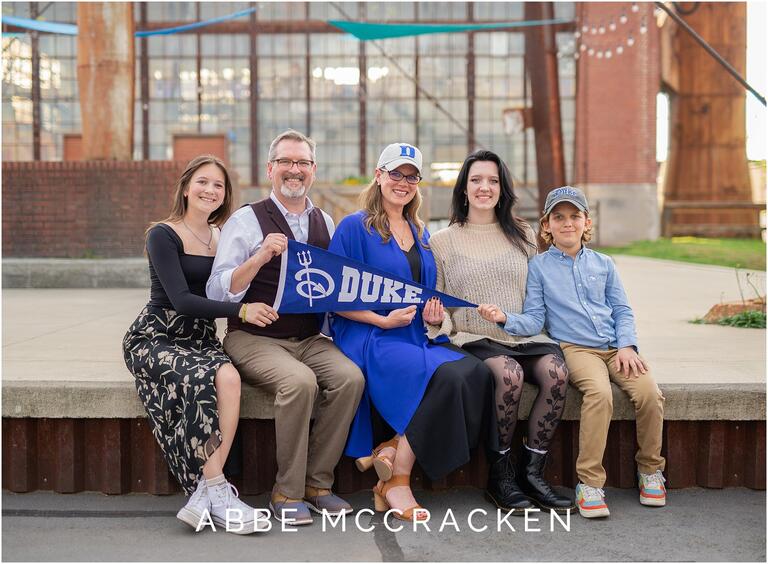 Family portrait celebrating Mom's graduation of Duke's MBA program