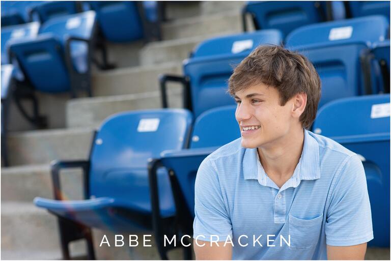 Senior picture in the stadium at Charlotte Christian School