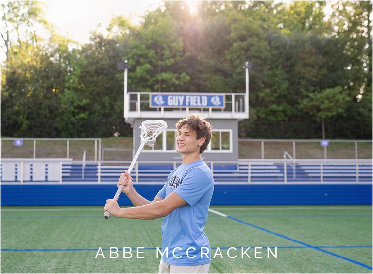 Senior pictures of a high school lacrosse star