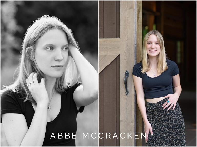 Natural senior portraits in the fields and at a barn