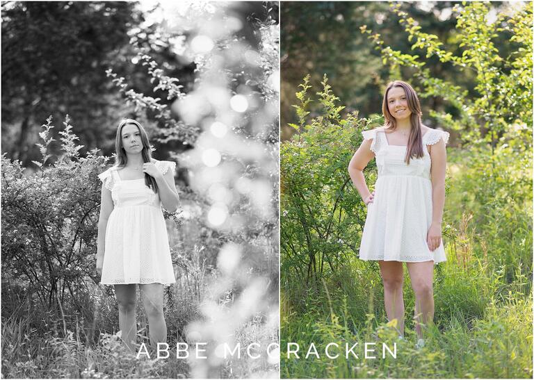 Senior portraits in the natural fields of Marvin Efird Park