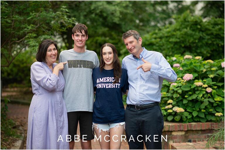 Family of four shows off twins college choices, American University and Wofford College