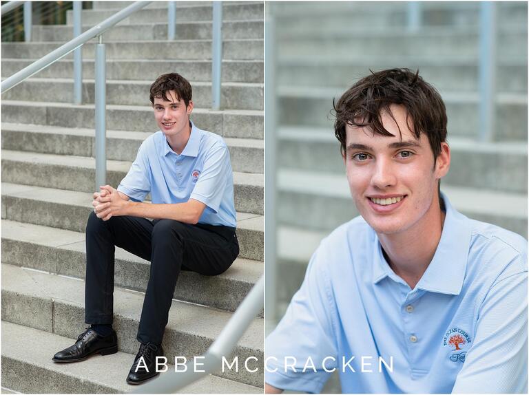 Portraits of a senior boy in golf attire