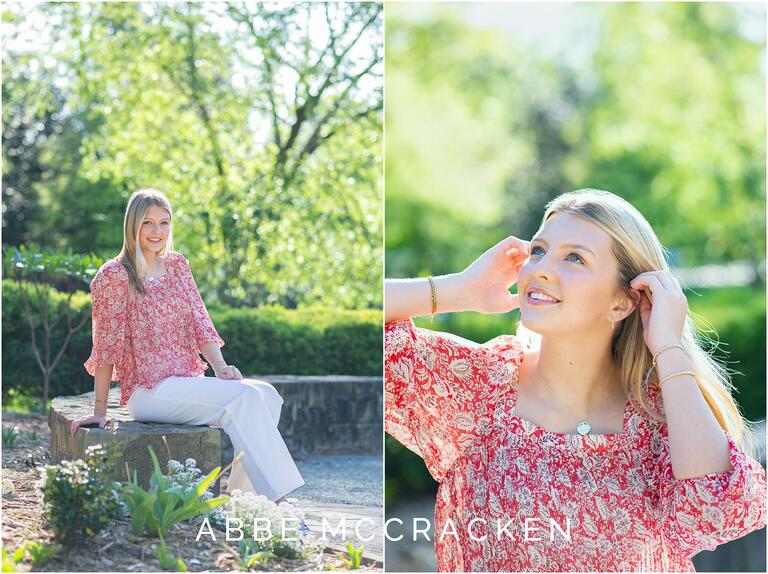 Backlit senior portraits, girl with blonde hair and blue eyes