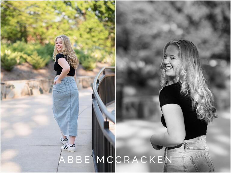 Candid senior portraits in a park