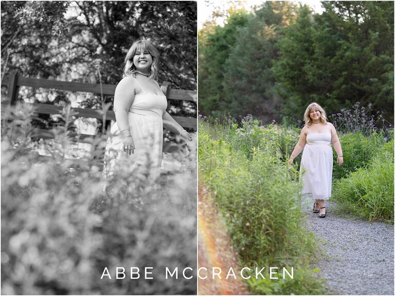 Senior pictures in the garden at Marvin Efird Park, Waxhaw NC